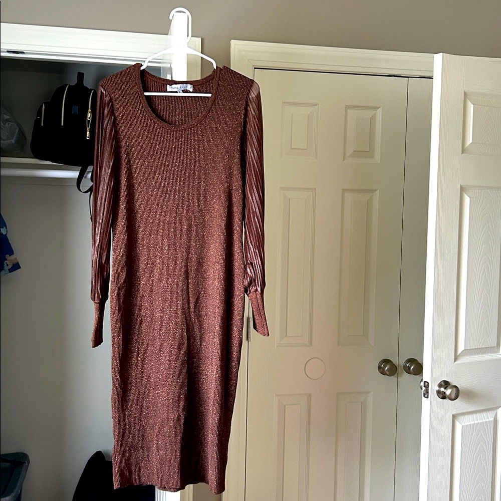 Absolutely Famous Brown Long Sleeve Dress